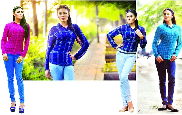 ফুলহাতা চেক শার্ট আর চাপা প্যান্ট—হালকা শীতে এই পোশাক বেশ আরামদায়ক। মডেল: তৃণ, সাজ: ফারজানা শাকিল’স মেকওভার স্যালন, ছবি: কবির হোসেন