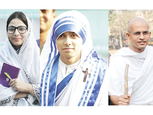 বেগম রোকেয়ার সাজে, রংপুরসভার সুমি, মাদার তেরেসার সাজে মাগুরা বন্ধুসভার সাদমান সাকিব মহাত্মা গান্ধীর সাজে ঢাকা মহানগর বন্ধুসভার সৈয়দ মুনির