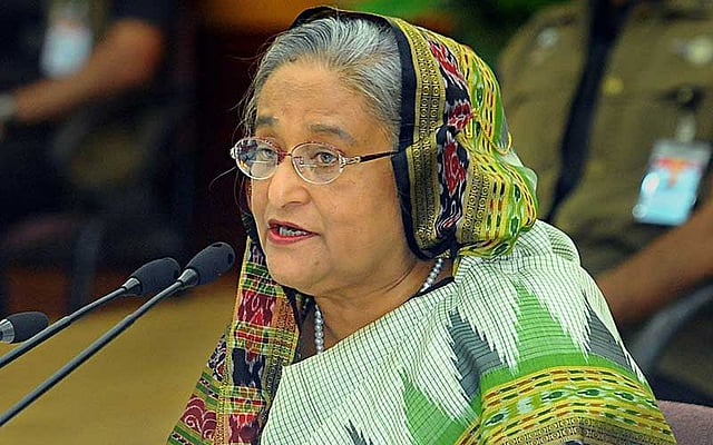 গণভবনে প্রধানমন্ত্রী শেখ হাসিনা হেল্পলাইন সেবা চালু করেন।ছবি: ফোকাস বাংলা