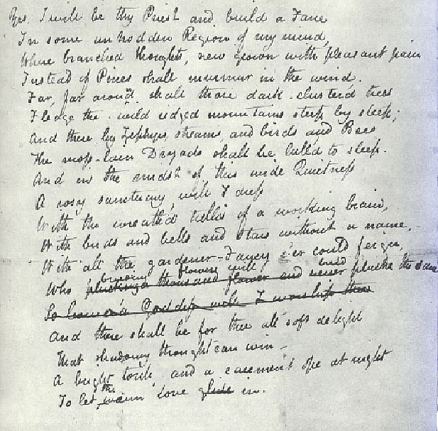 কিটসের হাতে লেখা কবিতা