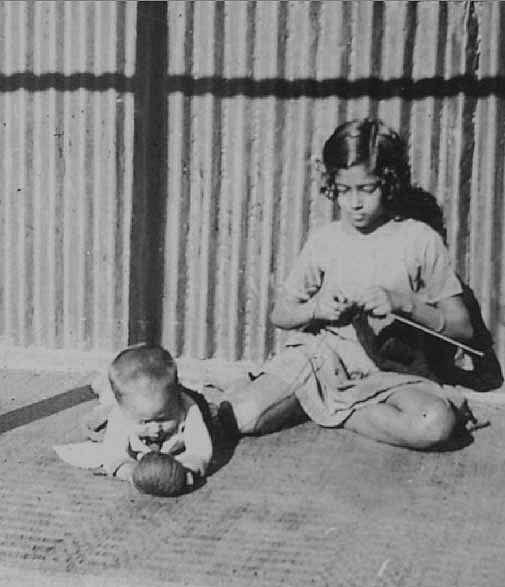 উল বোনায় ব্যস্ত