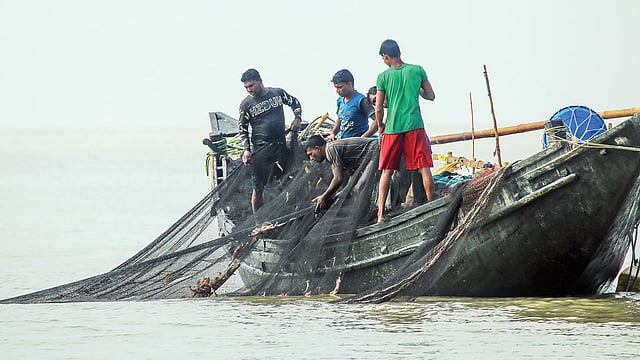 মাছ ধরছেন জেলেরা