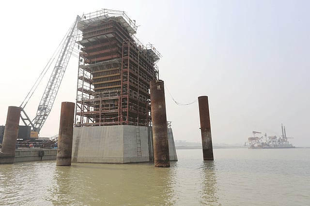 পদ্মা সেতুর ৪০ নম্বর পিলারের ঢালাইয়ের কাজ শেষ হয়েছে। ছবি: হাসান রাজা