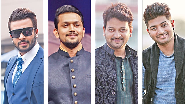 শাকিব খান ,আরিফিন শুভ,সাইমন সাদিক ও বাপ্পী চৌধুরী