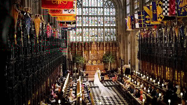 বিয়ের বন্ধনে হ্যারি-মেগান। ছবি: রয়টার্স