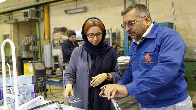 নিজের কারখানায় কাজ করছেন লায়লা দানেশভার। ছবি: এএফপি