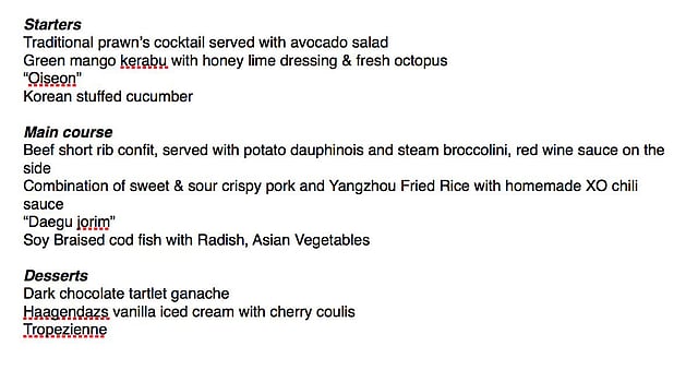 ডোনাল্ড ট্রাম্প ও কিম জং-উনের খাবারের তালিকা। ছবি: টুইটার থেকে নেওয়া