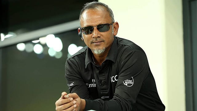 ভারত-আফগানিস্তান ম্যাচের অন্যতম আম্পায়ার বাংলাদেশের আনিসুর রহমান। ছবি: ফেসবুক থেকে নেওয়া