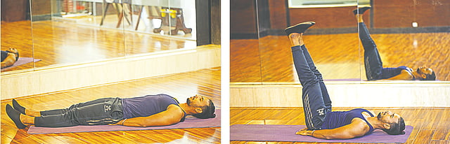 পা দুটো সোজা করে রেখে শুয়ে পড়ুন। দুই হাত নিতম্বের নিচে থাকবে। হাত দুটো নিচে রেখে পা দুটো এবার আরও ওপরে তুলতে হবে। ওপরে ওঠানোর সময় নিশ্বাস ছাড়তে হবে এবং নিচে নামানোর সময় নিশ্বাস নিতে হবে। এভাবে ১৫ থেকে ২০ বার করতে হবে।