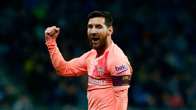 কাল মেসি’র ফিকিক জাদুতেই বশ মেনেছে এস্পানিওল। ছবি: এএফপি