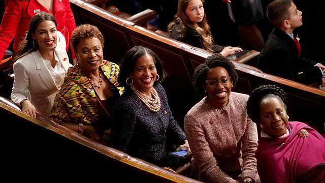 প্রতিনিধি পরিষদে নানা ধর্ম–বর্ণের নির্বাচিত নারীদের একাংশ। ছবি: রয়টার্স