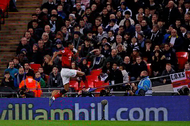 গোলের পর রাশফোর্ডের উদ্যাপন। ছবি: এএফপি