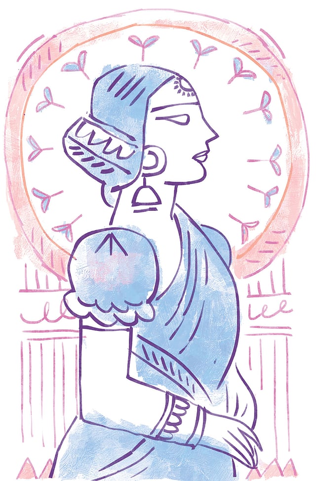 শিল্পীর কল্পনায় পালাগানের নায়িকারা। অলংকরণ: সব্যসাচী মিস্ত্রী