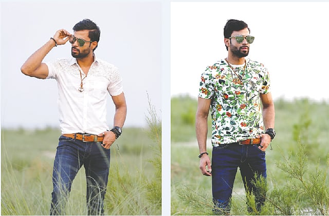 হাফ হাতা সুতি শার্ট । ফুলেল নকশা এখন চলতি ধারা। টি–শার্ট: ইনফিনিটি