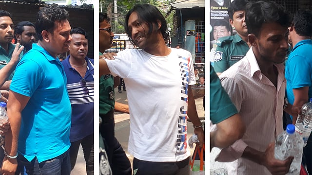 মৃত্যুদণ্ড পাওয়া আসামি জুয়েল, শামীম ও সোহেল। ছবি: আসাদুজ্জামান