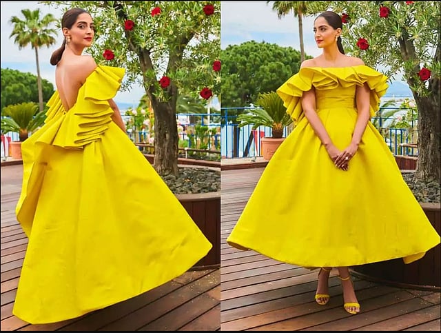 হলুদ ফ্রকে সোনম