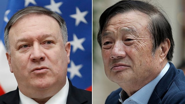 মার্কিন পররাষ্ট্রমন্ত্রী মাইক পম্পেও ও হুয়াওয়ে সিইও রেন ঝেংফেই।