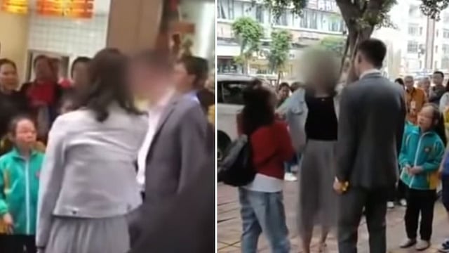 চীনের দাঝাউ শহরের রাস্তায় ভালোবাসা দিবসে প্রেমিককে ৫২টি চড় মেরেছেন প্রেমিকা।