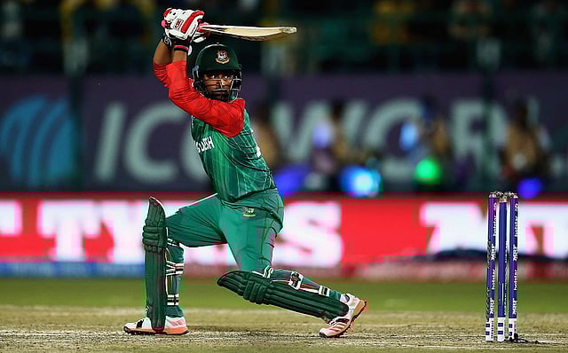 স্কটল্যান্ডের বিপক্ষে ৫ রানের জন্য সেঞ্চুরি পাননি তামিম। ছবি: টুইটার