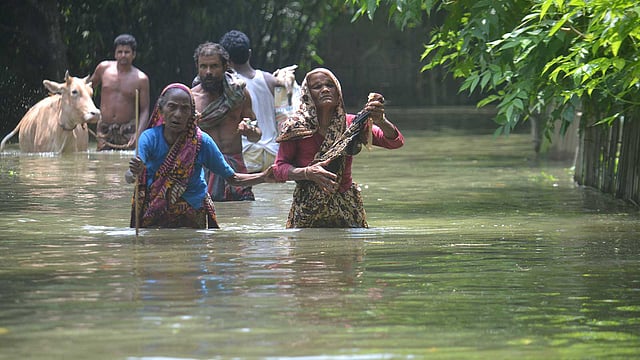 কুড়িগ্রামের উলিপুর উপজেলার বুড়াবুড়ি ইউনিয়নের অনেক এলাকাই প্লাবিত হয়ে গেছে। গতকাল বুধবার তোলা। ছবি: সফি খান