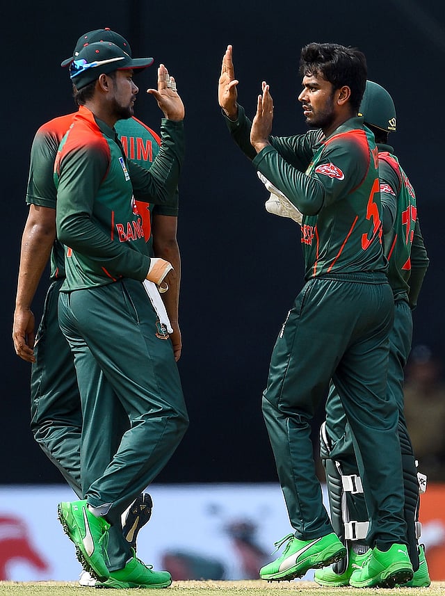 শ্রীলঙ্কায় বাংলাদেশ এমন উদযাপনের সুযোগ কমই পেয়েছে। ছবি: এএফপি