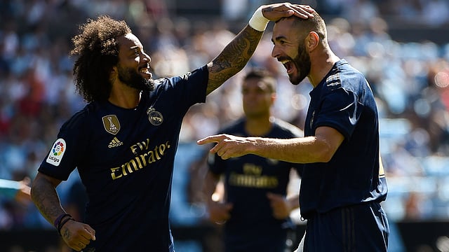 গত মৌসুমের ফর্ম ধরে রেখে প্রথম ম্যাচেও দলকে জয় এনে দিলেন বেনজেমা। ছবি: এএফপি