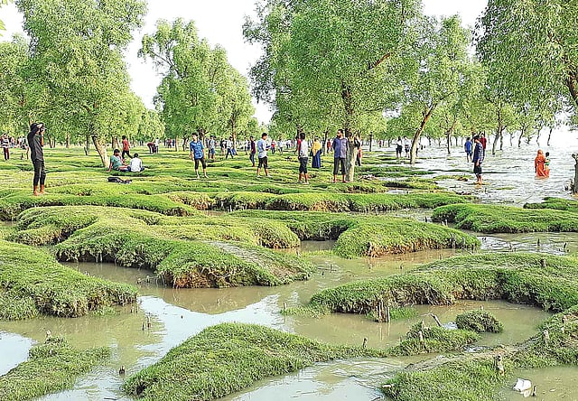 চট্টগ্রামের সীতাকুণ্ডের গুলিয়াখালী সৈকতে পর্যটকের ভিড়। গতকাল বিকেলে। কৃষ্ণচন্দ্র দাস