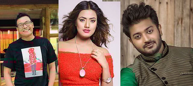 আনিসুর রহমান মিলন, এমিয়া এমি ও বাপ্পি চৌধুরী। ছবি: ফেসবুক থেকে নেওয়া।