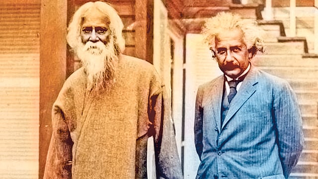 ১৯২৬ সালের ১৪ সেপ্টেম্বর জার্মানির বার্লিনে দেখা হয় বিজ্ঞানী আলবার্ট আইনস্টাইন ও কবি রবীন্দ্রনাথ ঠাকুরের। ছবি: সংগৃহীত