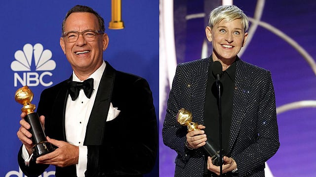 ৭৭তম গোল্ডেন গ্লোব পুরস্কারে আজীবন সম্মাননা পেয়েছেন চলচ্চিত্রে টম হ্যাঙ্কস আর টেলিভিশনে অ্যালেন ডিজ্যানারেস। ছবি: রয়টার্স