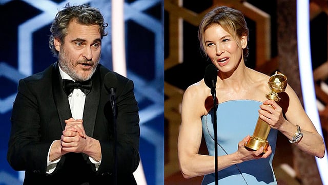 ৭৭তম গোল্ডেন গ্লোব পুরস্কারে সেরা অভিনেতার পুরস্কার পেয়েছেন জোকিন ফিনিক্স আর সেরা অভিনেত্রী রেনি জেলওয়েজার। ছবি: রয়টার্স