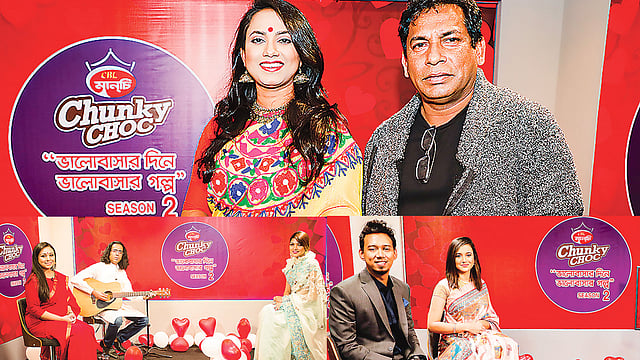 রোবেনা রেজা জুঁই ও মোশাররফ করিম, তানিয়া হোসাইন ও বাপ্পা মজুমদার, নেহাল তাহের ও সাবিলা নূর। ছবি: দীপু মালাকার