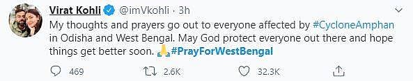 বিরাট কোহলির টুইট। ছবি: টুইটার