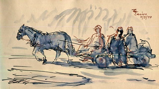 ফিলিস্তিন সফরের সময় আঁকা জয়নুলের এই ছবিটি করোনাকালে ব্যবহৃত হবে মানবকল্যাণে