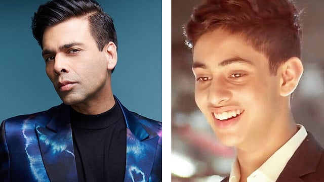 করণ জোহর ও অগস্ত্য নন্দা। ছবি: ইনস্টাগ্রাম