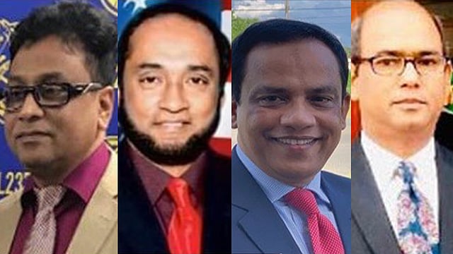নির্বাচনে বাংলাদেশি প্রার্থীরা হলেন মিনহাজ রাসেল চৌধুরী, খাজা শাহাব আহমদ, সাহাব আহমেদ ও মোহাম্মদ কামরুল হাসান। ছবি: সংগৃহীত