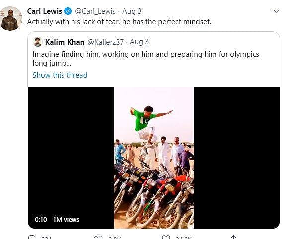 আসিফকে নিয়ে কার্ল লুইসের টুইট। ছবি: টুইটার