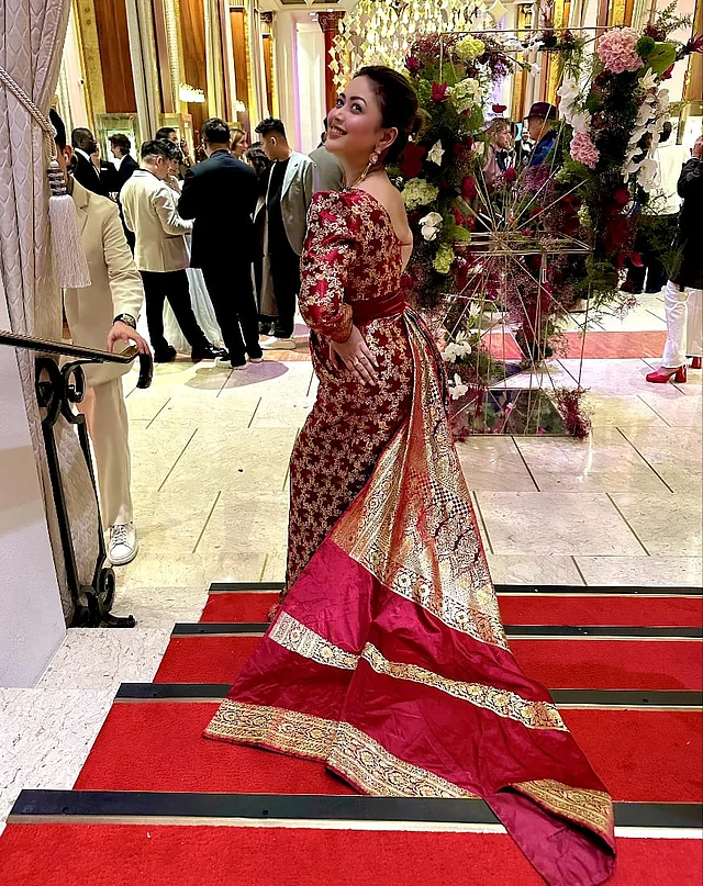 গাউনটির আসল আবেদন এর চমৎকার ফিটিংয়ে