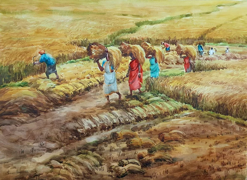 ‘হেমন্তের রং–১’। শিল্পী শারমিন আক্তার লিনা