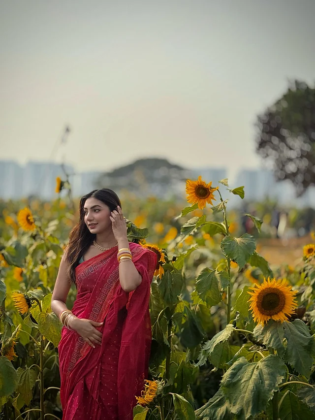 সূর্যমুখী বাগানে তাঁর এই ছবিগুলো সত্যিই চোখ ধাঁধানো