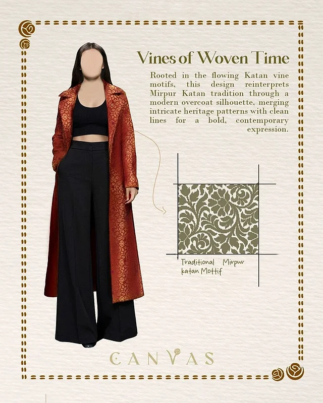 লাল টুকটুকে ট্র্যাডিশনাল এই ওভারকোটের ডিজাইন ডিটেইলস