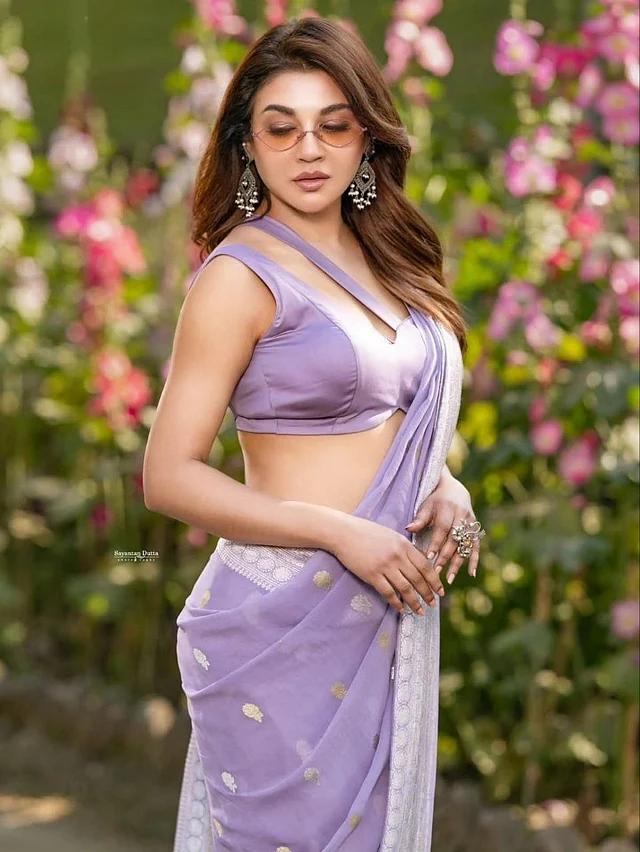 ল্যাভেন্ডার রঙের স্নিগ্ধ শাড়ির জমিনজুড়ে সূক্ষ্ম রূপালি-সোনালি জরির মোটিফ আর রূপালি পাড়