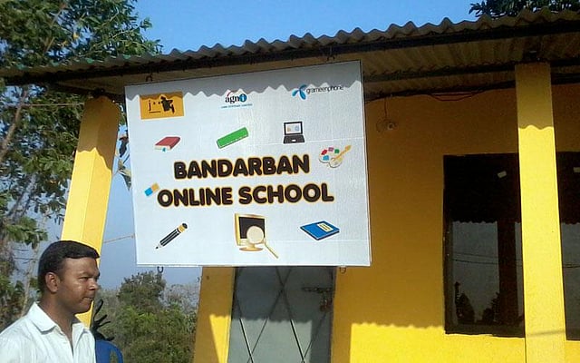An online school in a hilly village of Bandarban implants dream to the hill children. Photo:Mintu