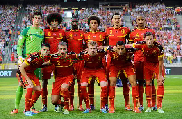 The Belgian national football team poses for a photograph before the 2014 World Cup Qualifying football match between Belgium and Serbia at the King Baudouin stadium in Brussels on June 7, 2013. AFP