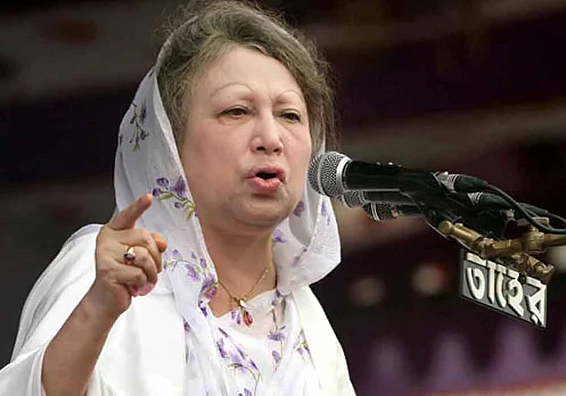 BNP chief Khaleda Zia addresses a Jaipurhart rally on Sunday. Photo: Focus Bangla