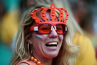A Netherlands' supporter waits for the start of the quarter-final football match between Netherlands and Costa Rica at the Fonte Nova Arena in Salvador during the 2014 FIFA World Cup on July 5, 2014. AFP