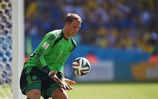 Germany's goalkeeper Manuel Neuer saves the ball during the quarter-final football match between France and Germany at the Maracana Stadium in Rio de Janeiro during the 2014 FIFA World Cup on July 4, 2014. AFP