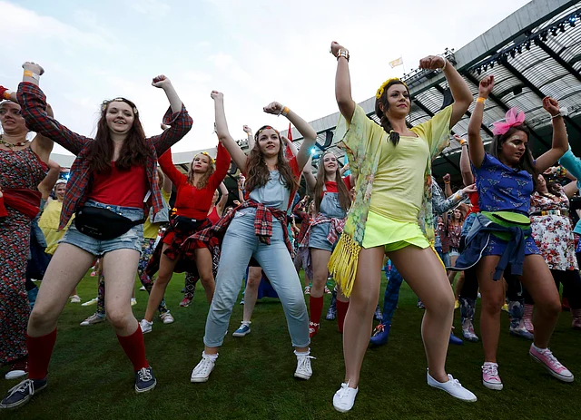 Performers dance in the pre-show during the closing ceremony of the 2014 commonwealth games at Hampden Park in Glasgow, Scotland on August 3, 2014. Reuters