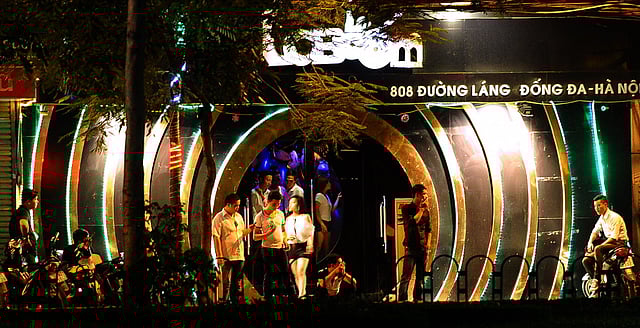 This picture taken on September 15, 2014 shows a night bar in Hanoi. Photo: AFP