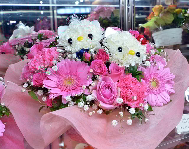 A Hello Kitty bouquet being displayed at a Sanrio shop in Tokyo. Photo: AFP
